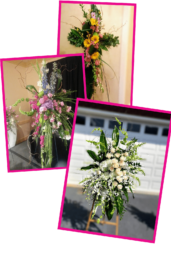 A collage of three funeral flower arrangements showcasing a variety of blooms, emphasizing the unique designs of funeral flowers.