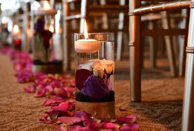 Floral Elegance and soft candlelight