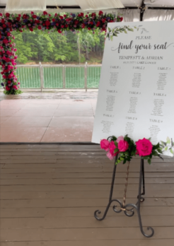 Elegant Lakeside Seating Chart with Wedding Flower Decoration Packages